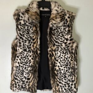Adrienne Landau Leopard Print Fur Vest  Size  M
